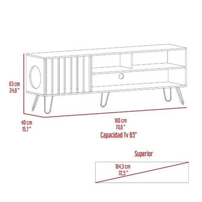 Mesa para Tv Feretti, Nogal, cuenta con espacio para Mascota Hasta 75 Pulgadas