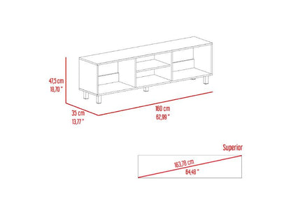 Mesa Para Tv Pirelli Rovere y Blanco para TV de 70"