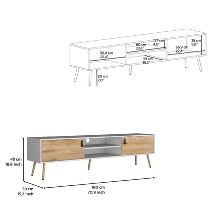 Mesa para TV Corvini Macadamia y Blanco para TV de 75''