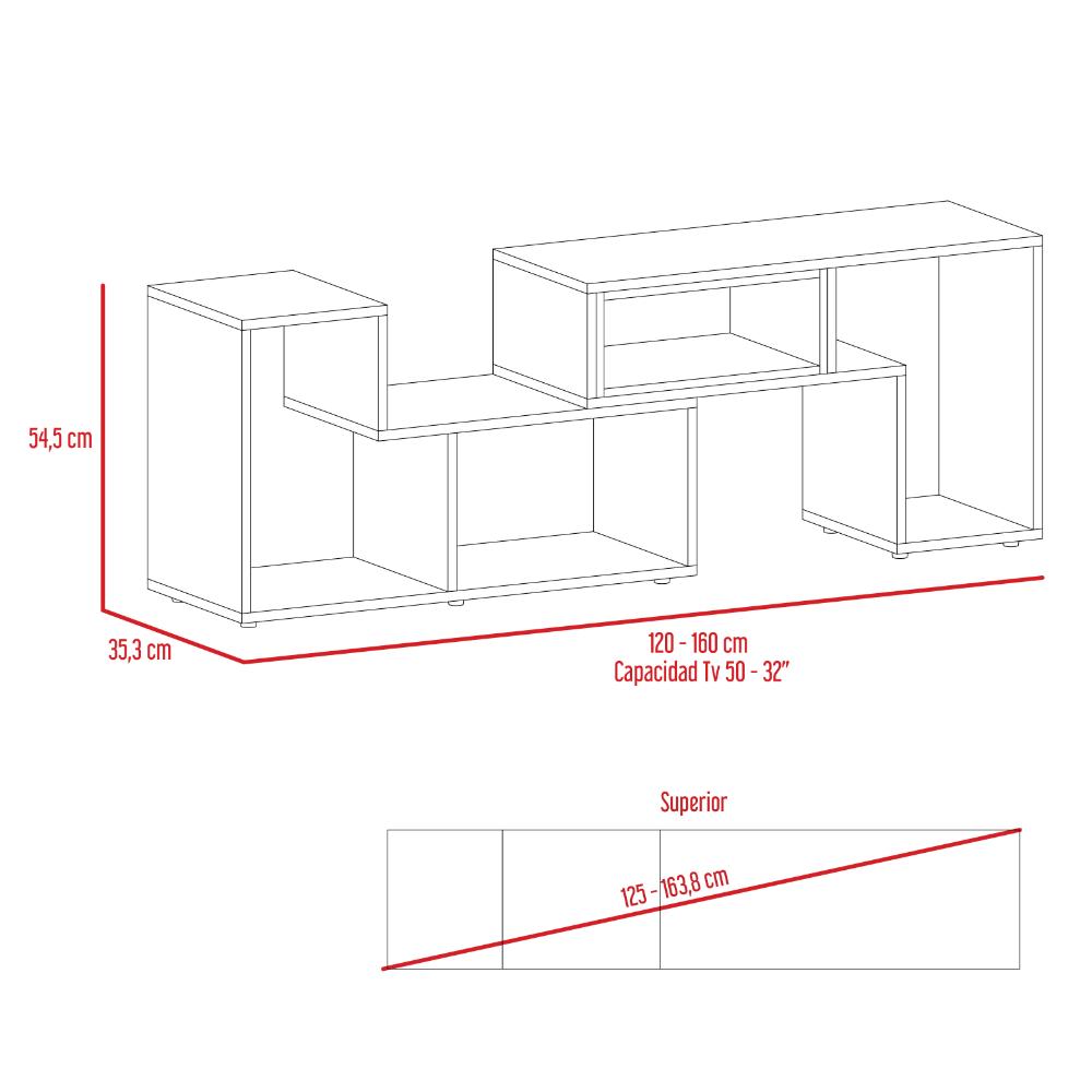 Rack extensible Cassano  Caramelo para Tv de 50"