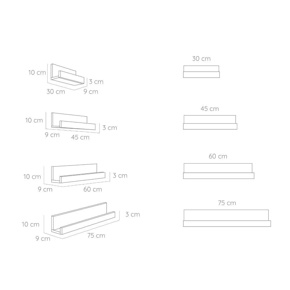 Set de Repisas Julia Blanco x4 Unidades
