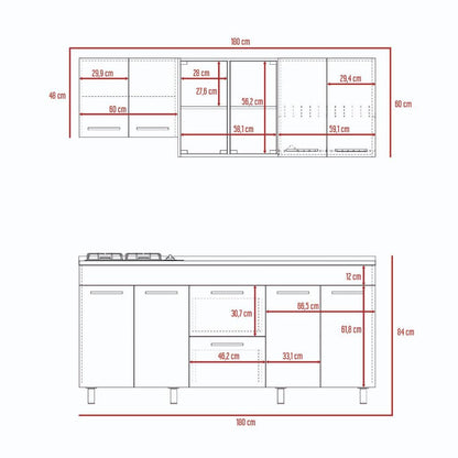 Cocina Integral Lumina Castaño y Blanco con Mesón Izquierdo