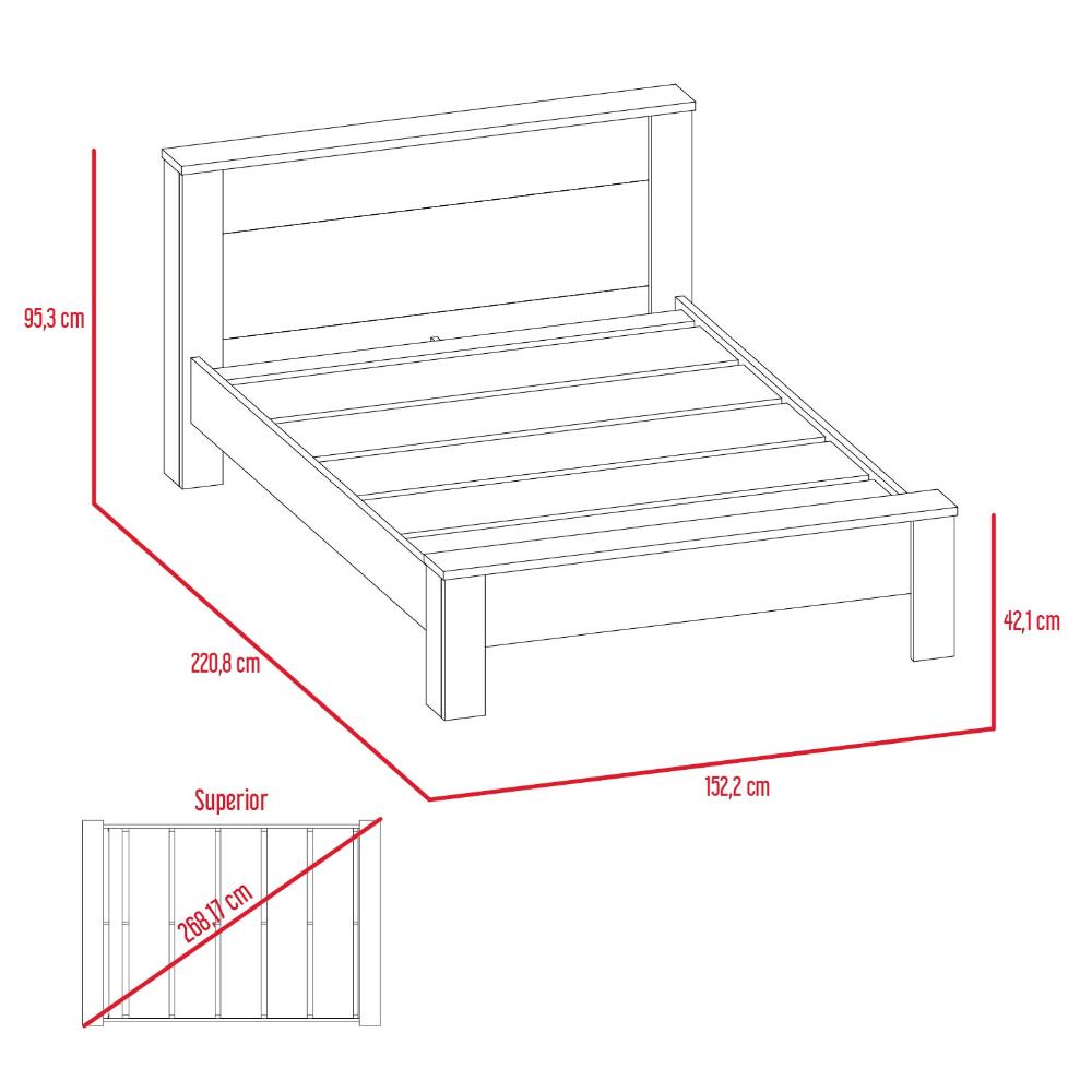 Cama Doble AlmeAureth Miel y Plata Oscuro