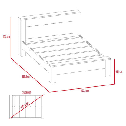 Cama Doble AlmeAureth Miel y Plata Oscuro