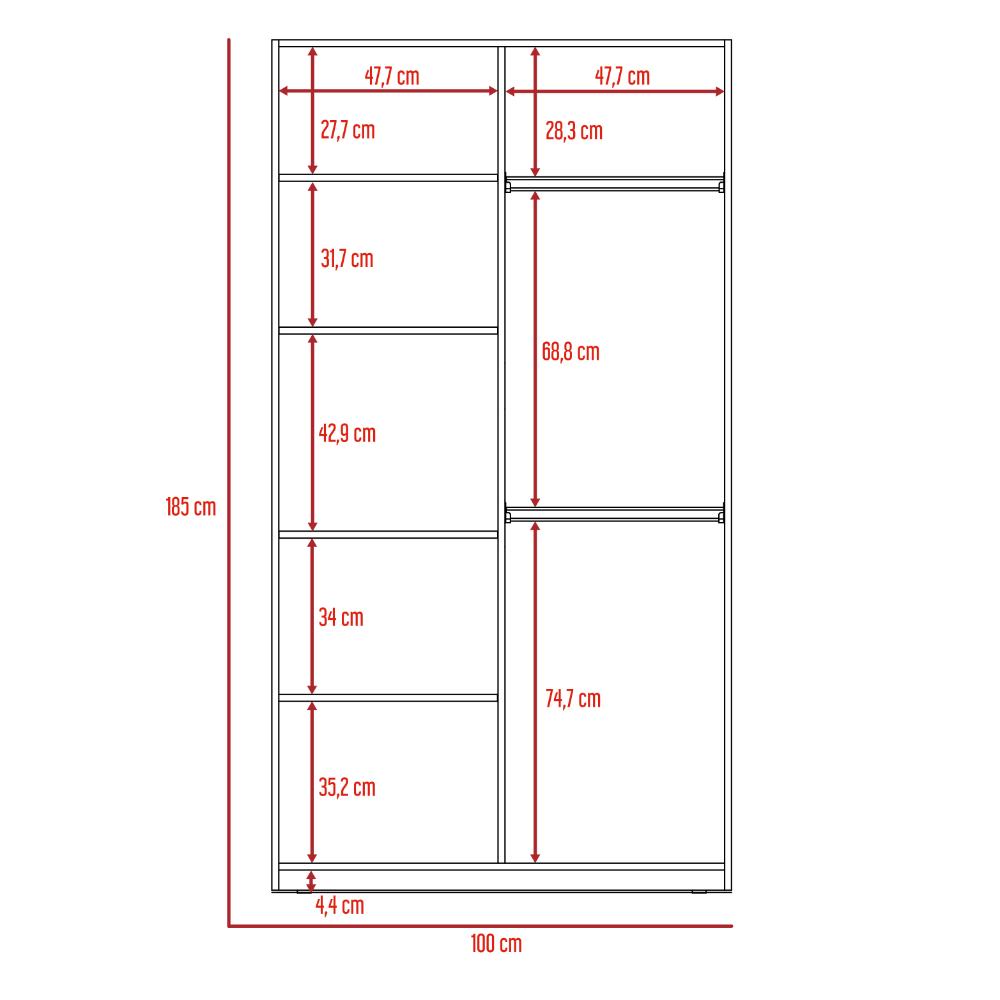 Closet Tradicion 185 Rovere y Blanco