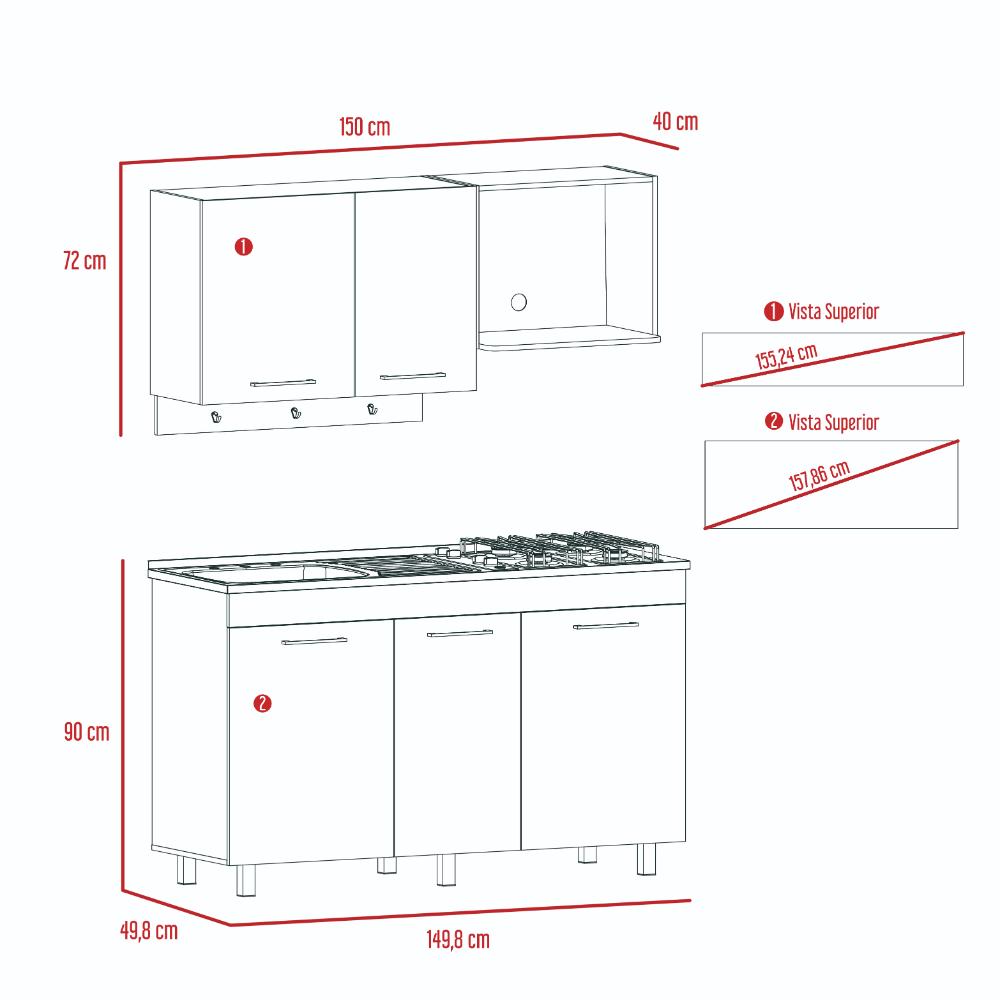 Cocina Integral Lumina Moreno y Blanco sin Mesón