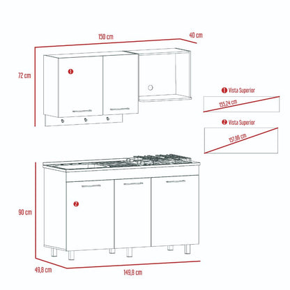 Cocina Integral Lumina Moreno y Blanco sin Mesón