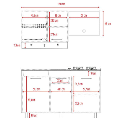 Cocina Integral Lumina Moreno y Blanco sin Mesón