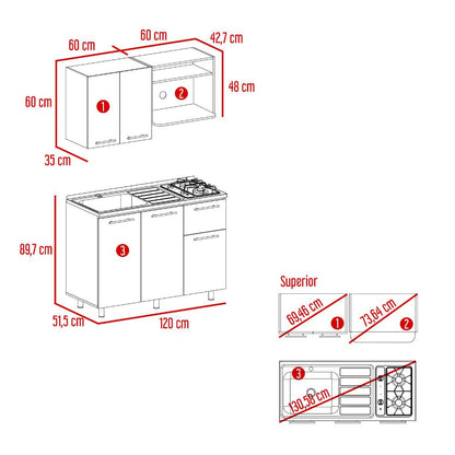 Cocina 120 Pierre  Milan Blanco Meson Izquierdo