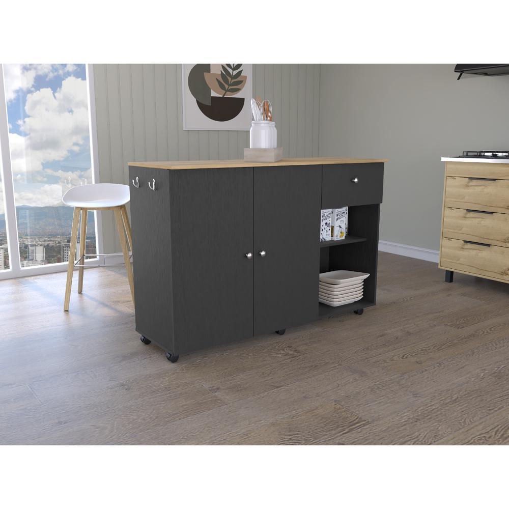 Isla de cocina Movil Wengue y Macadamia