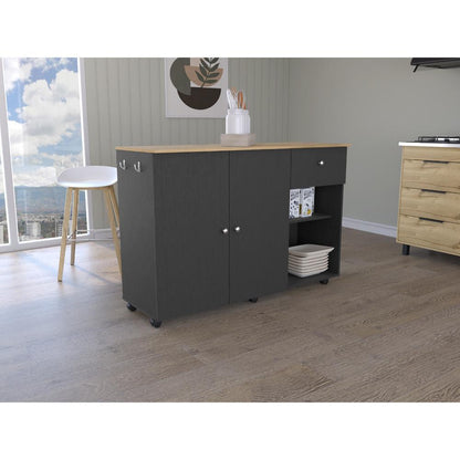 Isla de cocina Movil Wengue y Macadamia