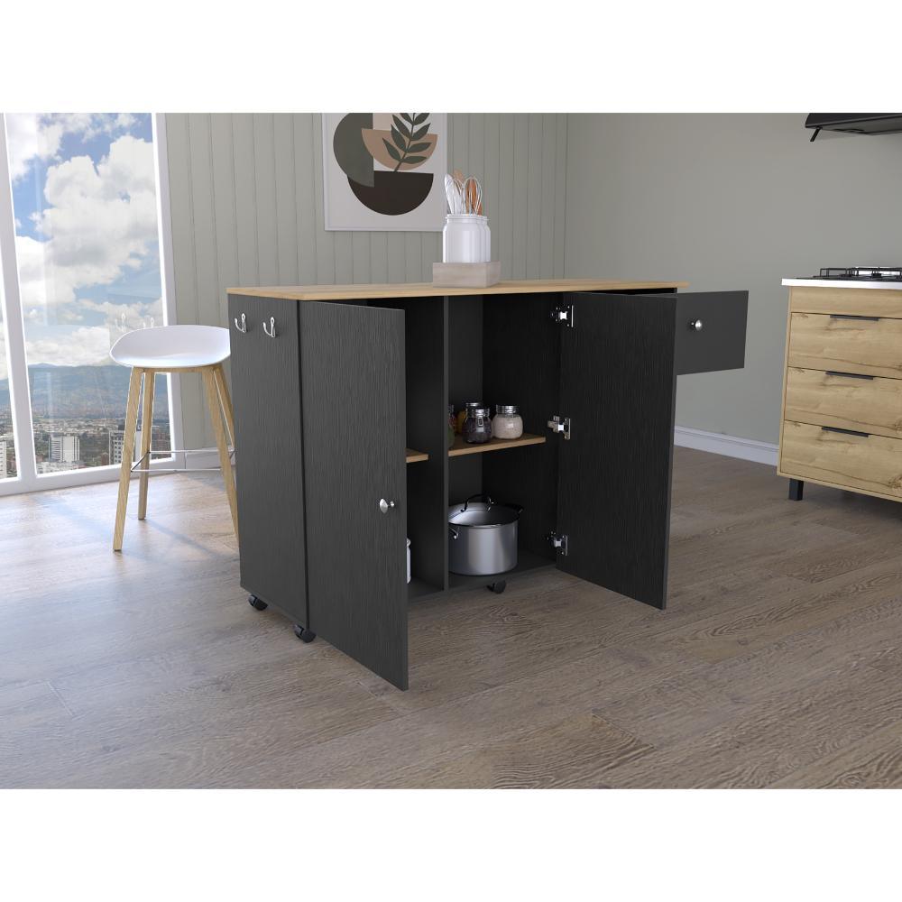 Isla de cocina Movil Wengue y Macadamia