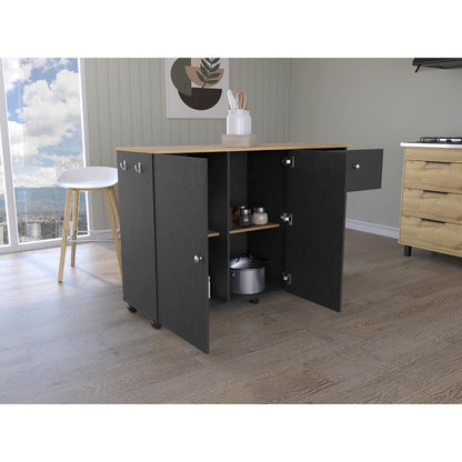 Isla de cocina Movil Wengue y Macadamia
