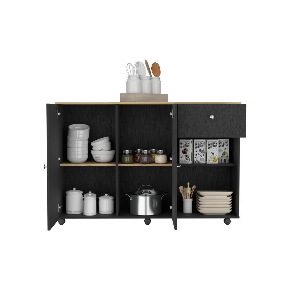 Isla de cocina Movil Wengue y Macadamia