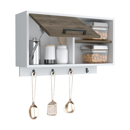 Gabinete Superior Auxiliar Buxton Blanco y Nogal 70 cm