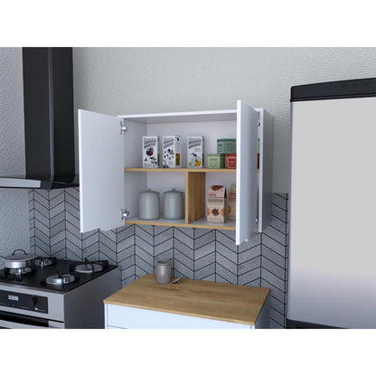 Mueble Superior de Cocina  Blanco y Macadamia 80 cm