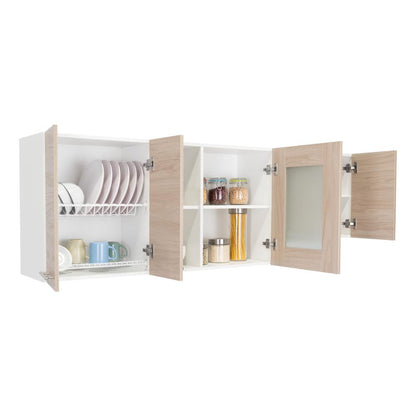 Gabinete Superior Piret Nacar y Blanco 180 Cm