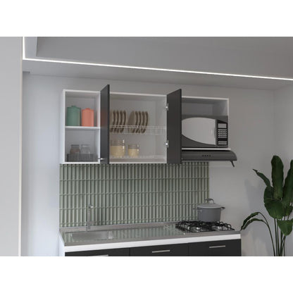 Gabinete Superior de Cocina Avon Blanco y Wengue 150 cm