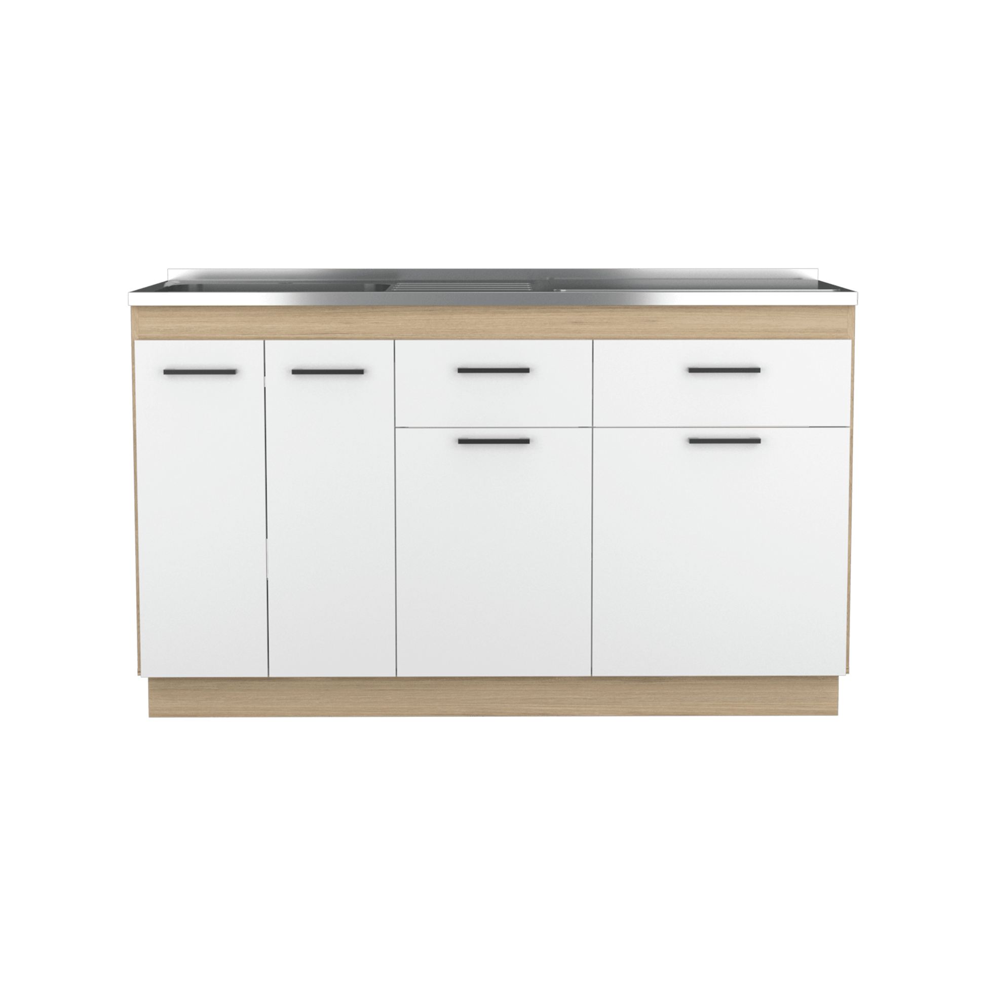 Gabinete Inferior Galapa color Blanco y Beige para Cocina.