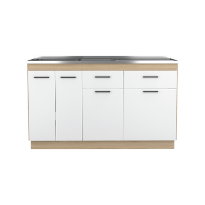 Gabinete Inferior Galapa color Blanco y Beige para Cocina.