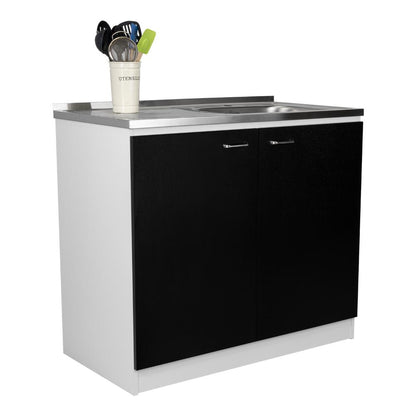Gabinete Inferior Napoles Wengue y Blanco 100 Cm