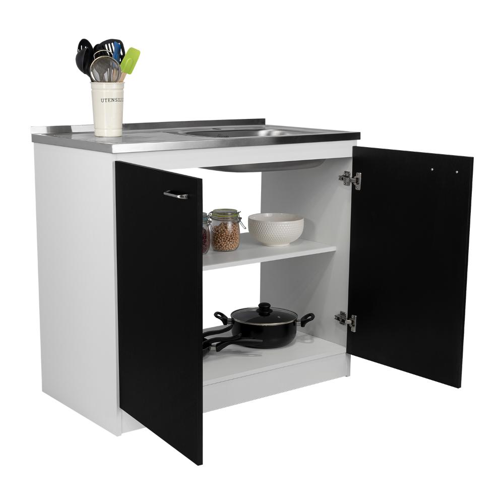 Gabinete Inferior Napoles Wengue y Blanco 100 Cm
