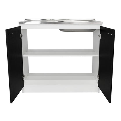 Gabinete Inferior Napoles Wengue y Blanco 100 Cm