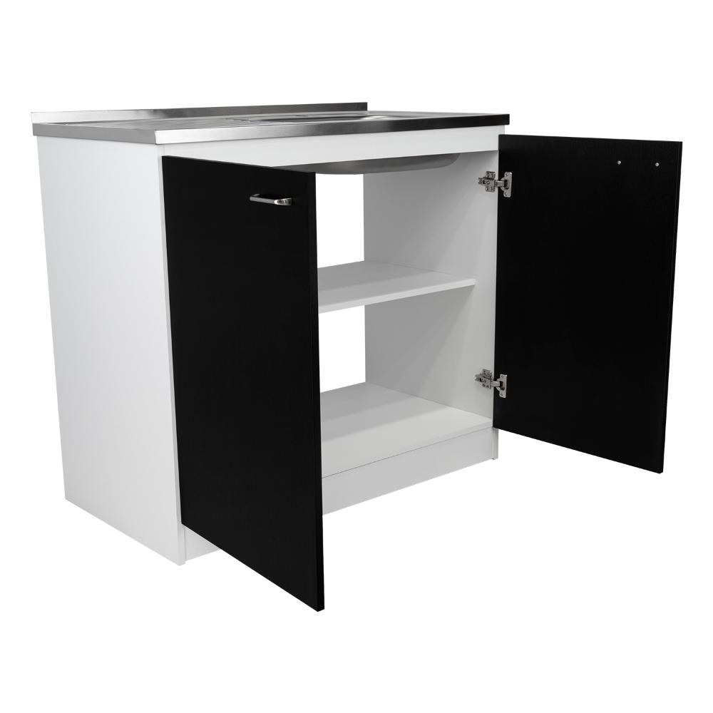 Gabinete Inferior Napoles Wengue y Blanco 100 Cm