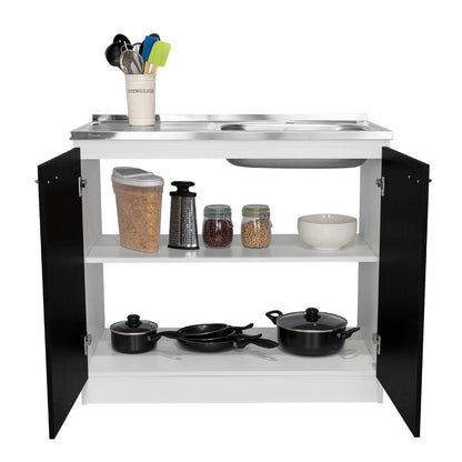 Gabinete Inferior Napoles Wengue y Blanco 100 Cm