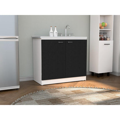 Gabinete Inferior Napoles Wengue y Blanco 100 Cm