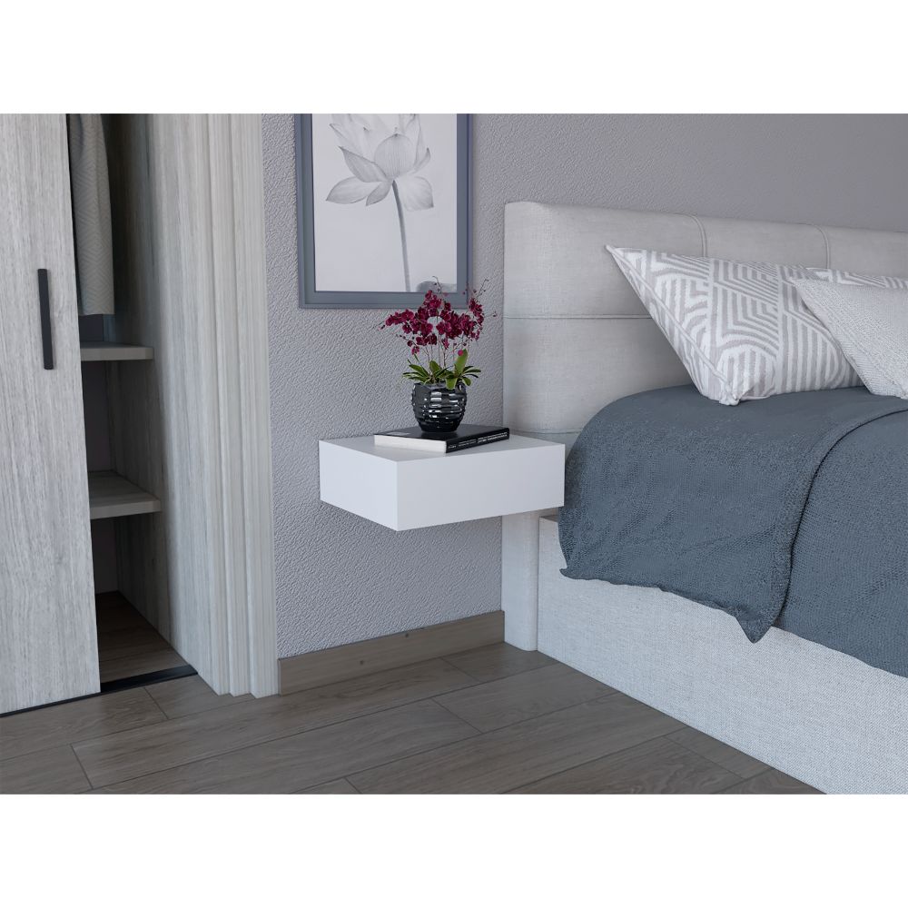 Mesa de Noche Flotante Milano 40 Blanco