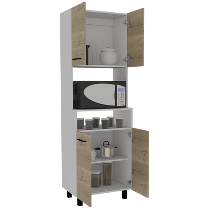 Módulo Microondas Omaha color Café claro y Blanco para Cocina.
