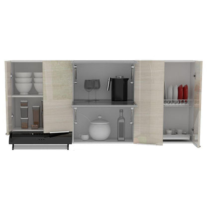 Gabinete Superior Tongo, Blanco y Blanco, con Módulo Campana y Para Mesón A La Izquierda O Derecha - VIRTUAL MUEBLES