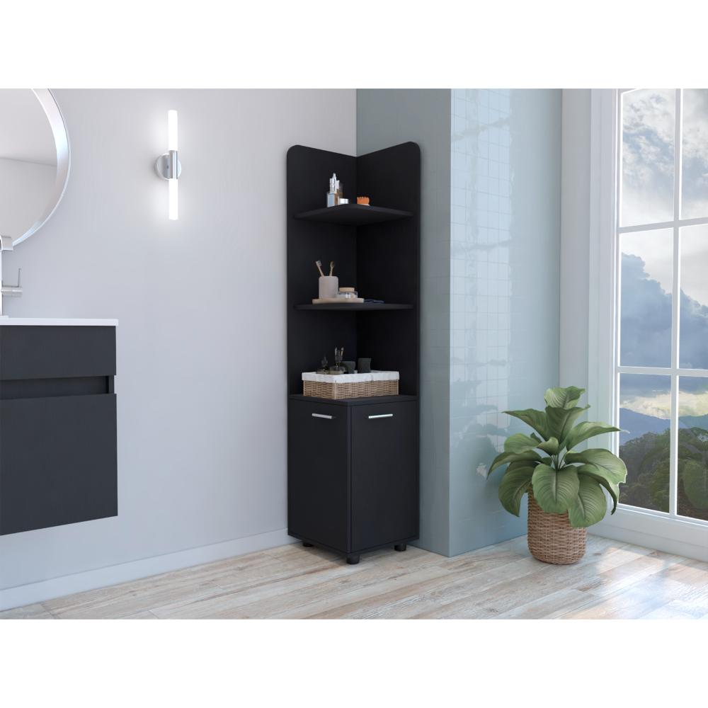 Mueble Esquinero Malibu, Wengue, con dos puertas abatibles y patas metalicas