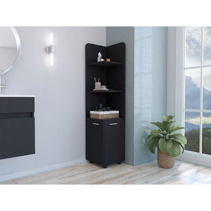 Mueble Esquinero Malibu, Wengue, con dos puertas abatibles y patas metalicas