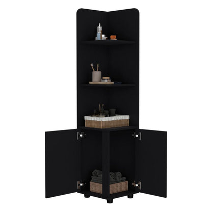 Mueble Esquinero Malibu, Wengue, con dos puertas abatibles y patas metalicas