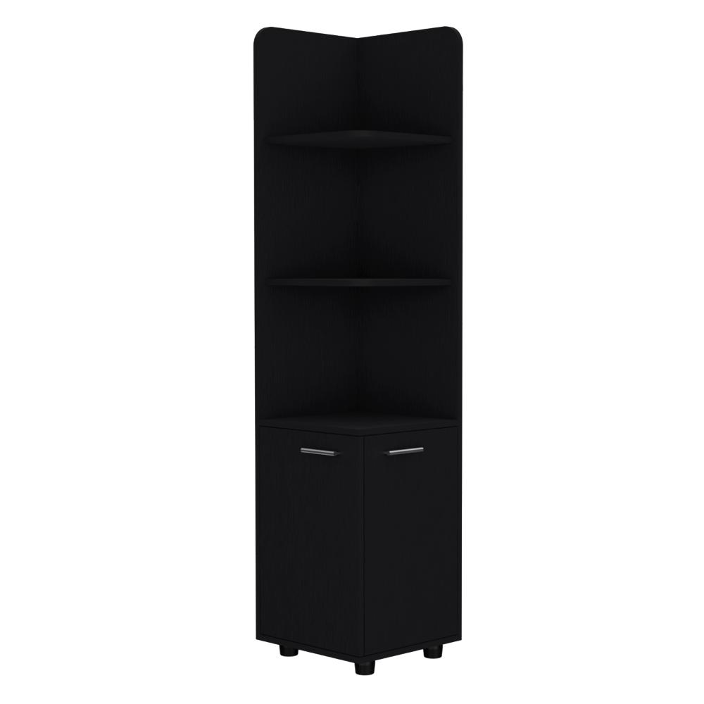 Mueble Esquinero Malibu, Wengue, con dos puertas abatibles y patas metalicas