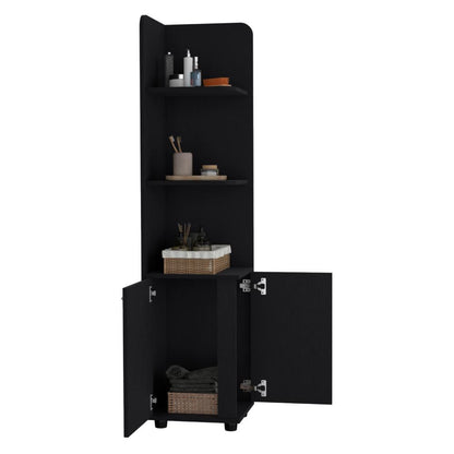 Mueble Esquinero Malibu, Wengue, con dos puertas abatibles y patas metalicas