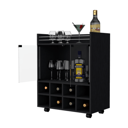 Bar Archipiélago, Wengue, con espacio para organizar licores u objetos decorativos, manijas metalicas ZF - VIRTUAL MUEBLES