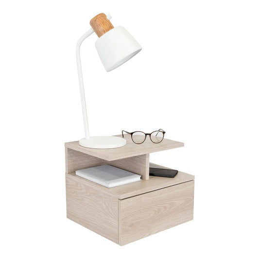 Mesa de Noche Flotante Velador Ceniza