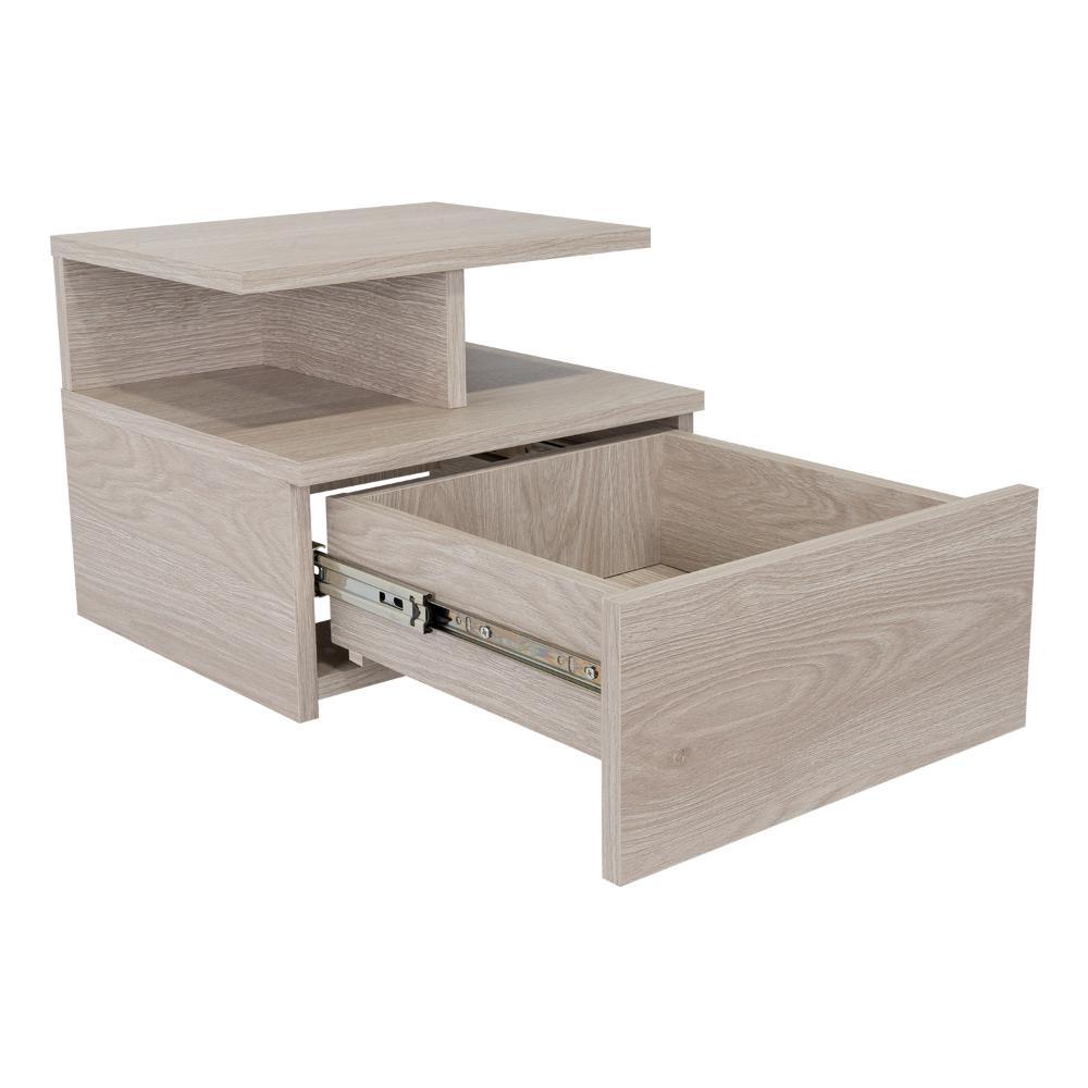 Mesa de Noche Flotante Velador Ceniza