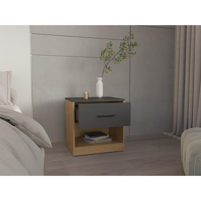 Mesa de Noche Aldery Plomo y Fresno