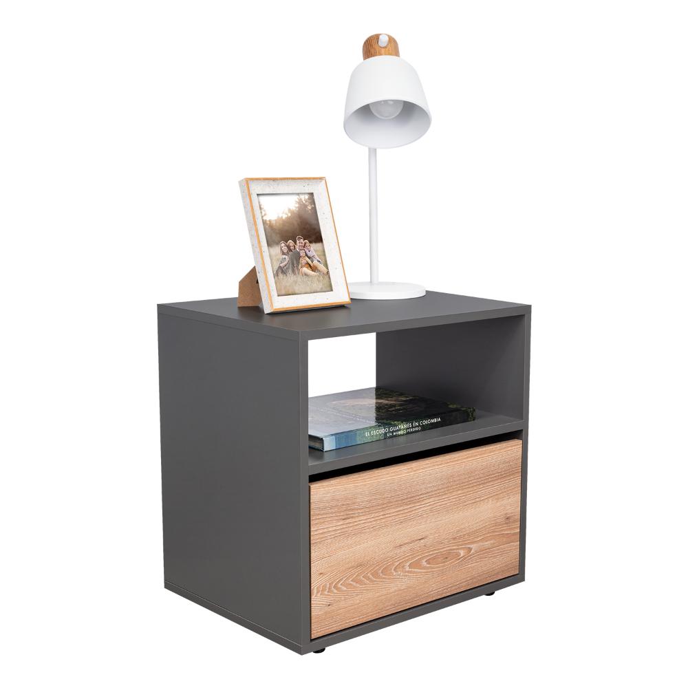 Mesa de noche Galanto Plomo Miel