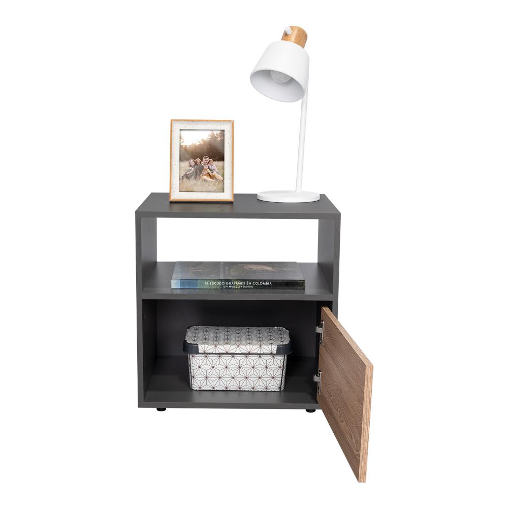 Mesa de noche Galanto Plomo Miel