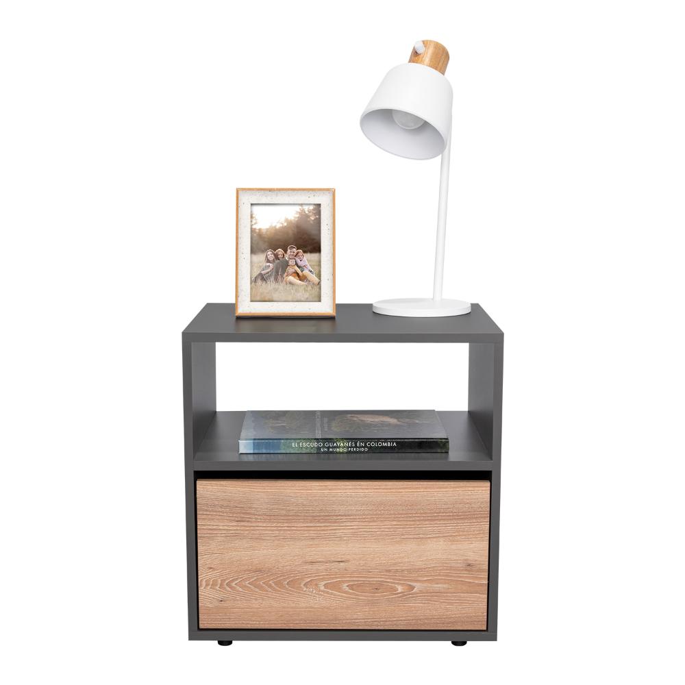 Mesa de noche Galanto Plomo Miel