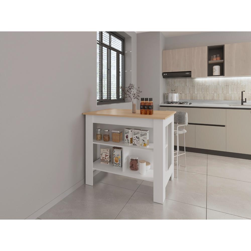 Barra de Cocina Ferrani Rovere y Blanco
