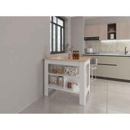 Barra de Cocina Ferrani Rovere y Blanco