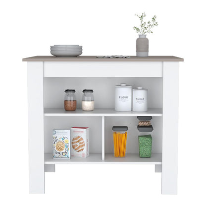 Barra de Cocina Ferrani Rovere y Blanco