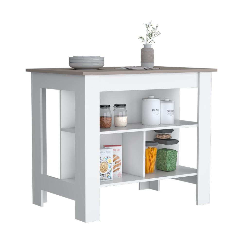 Barra de Cocina Ferrani Rovere y Blanco