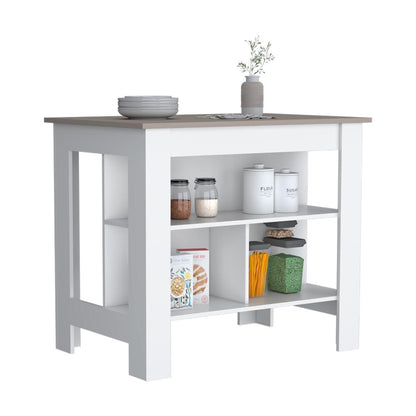 Barra de Cocina Ferrani Rovere y Blanco